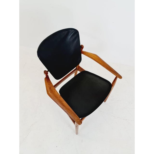 Black Danish Teak and Leather Chair by Arne Vodder for France & Daverkosen, 1960s For Sale - Image 8 of 11