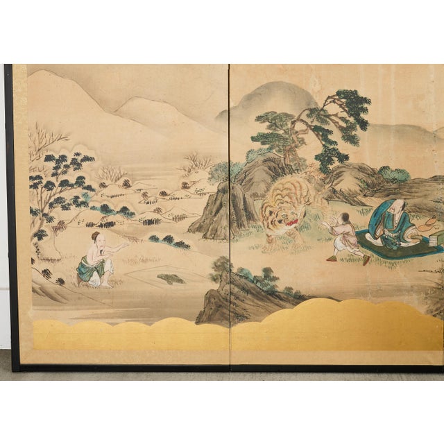 Japanese Edo Four Panel Screen Paragons of Filial Pietry For Sale - Image 12 of 18