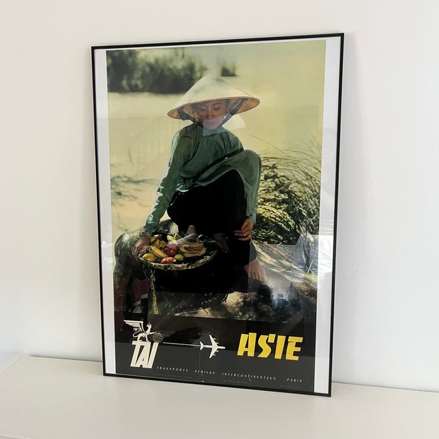 Large original advertising poster published for tai (transports aériens intercontinentaux), dedicated to the airline's...