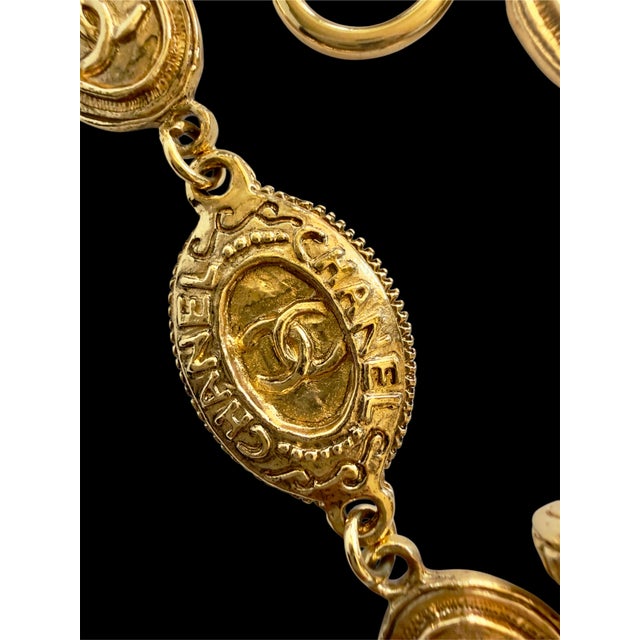70s Chanel Bracelet Seal Charm Double C CC Gold Plated Logo Coco Vintage For Sale - Image 14 of 17
