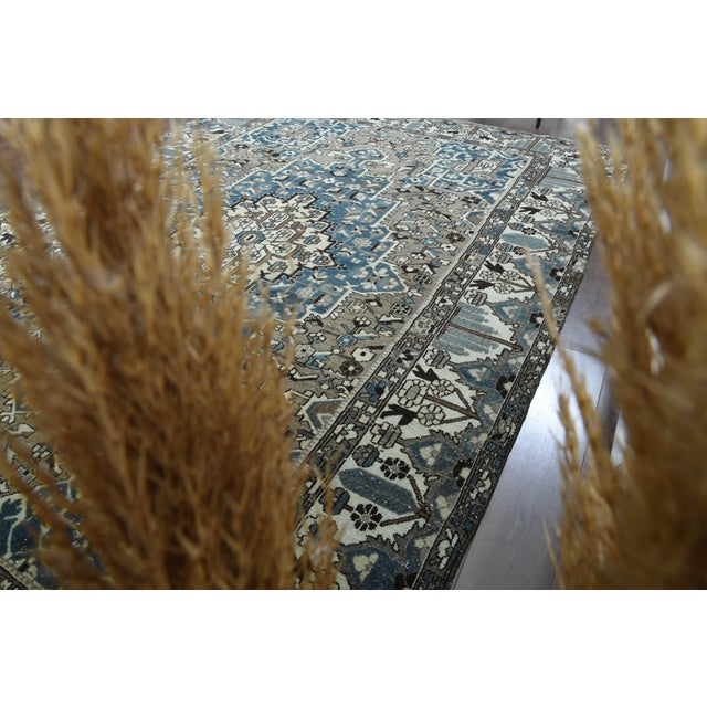 1970s Vintage Persian Handmade Wool Cotton Area Rug For Sale - Image 9 of 11