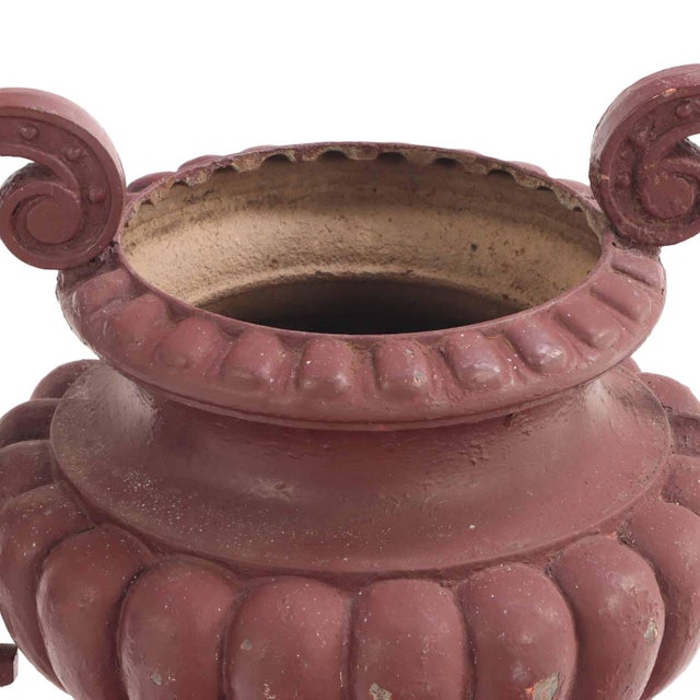 Pair of French Painted Cast Iron Garden Urns, C 1890. Labeled Alfred Corneau. For Sale - Image 4 of 6