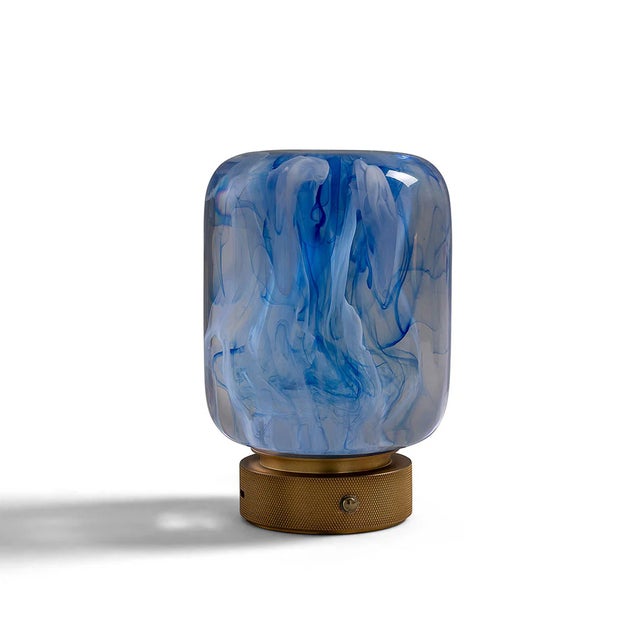 Port 68 Oceanic Marbled Blue LED Cordless Lamp For Sale - Image 4 of 6