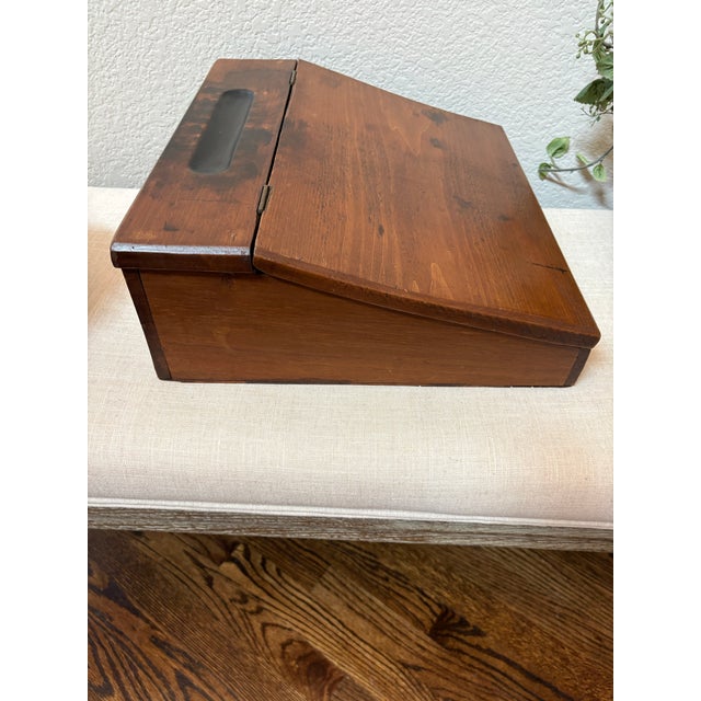 Antique Victorian Solid Walnut Lap Desk Writing Slope With Original Lock, C. 1870–1900 For Sale - Image 4 of 12