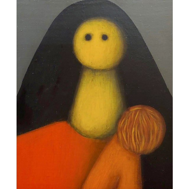 1960s Jesus Leuus 1965 Minimalist Mother in Red - Oil Painting For Sale - Image 5 of 10