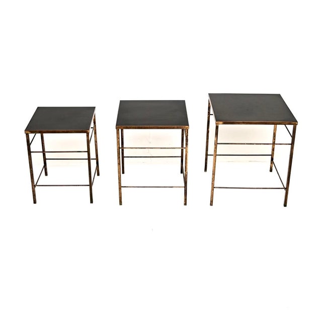 A fantastic vintage solid brass nest of three tables, dating from around the 1960’s. They are of superb quality and have a...