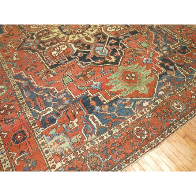Burnt Orange Antique Heriz Rug - 9'11" x 14'1" For Sale - Image 8 of 12