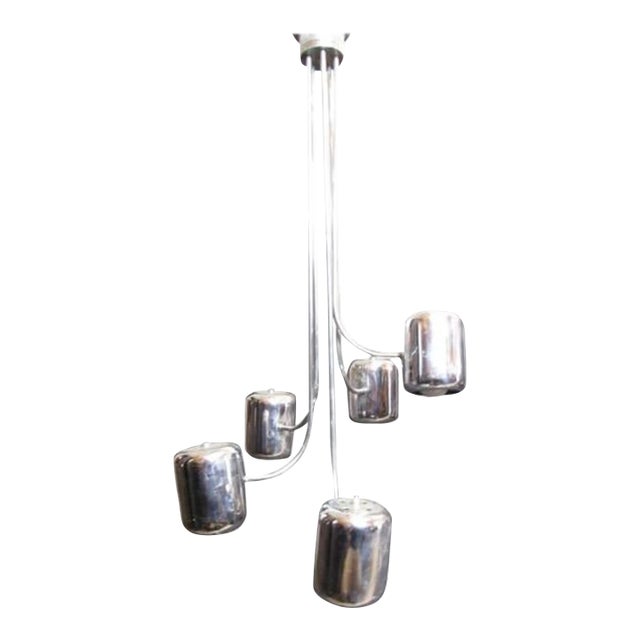 Mid-Century Hanging Chrome Metal Lamp For Sale