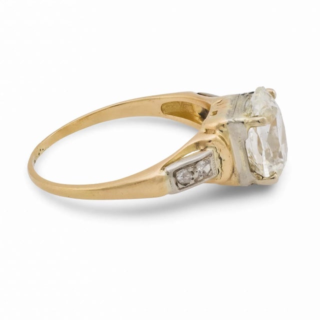 1940s Retro 1.58 Carat Diamond 14k Yellow Gold Engagement Ring, Size 4.5 For Sale In Los Angeles - Image 6 of 8