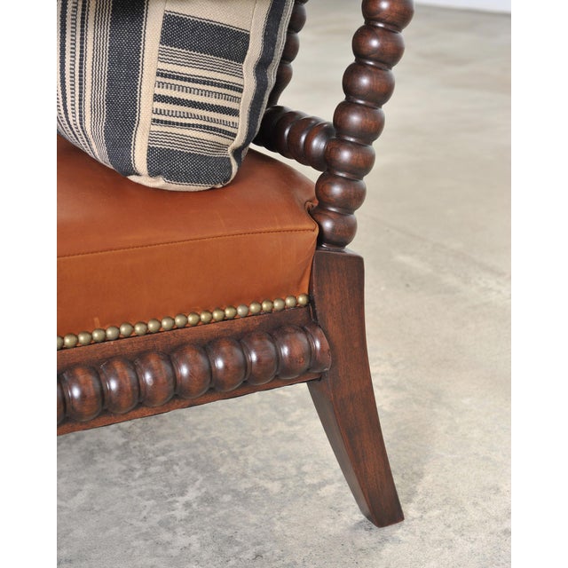 Pair of Ralph Lauren New Bohemian Leather Spindle Chairs For Sale - Image 16 of 18