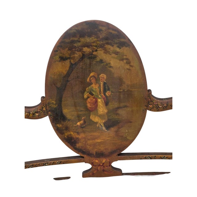 19th Century French Louis XV Style Hand-Painted Romantic Settee / Loveseat For Sale In Philadelphia - Image 6 of 18