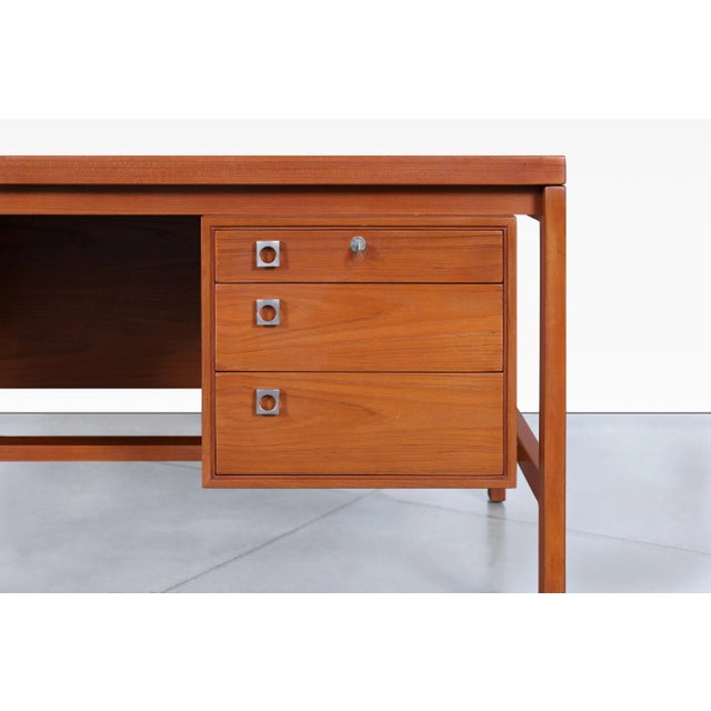 Mid-Century Modern Mid-Century Modern Executive Teak Desk by Arne Vodder for h.p. Hansen, 1960s For Sale - Image 3 of 12