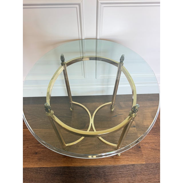Mid-Century Modern Vintage LaBarge Style Brass & Beveled Glass Side Table For Sale - Image 3 of 6