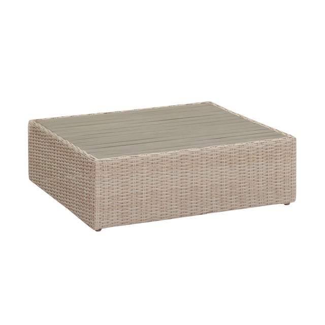 Cali Natural Wicker Outdoor Ottoman For Sale - Image 4 of 8