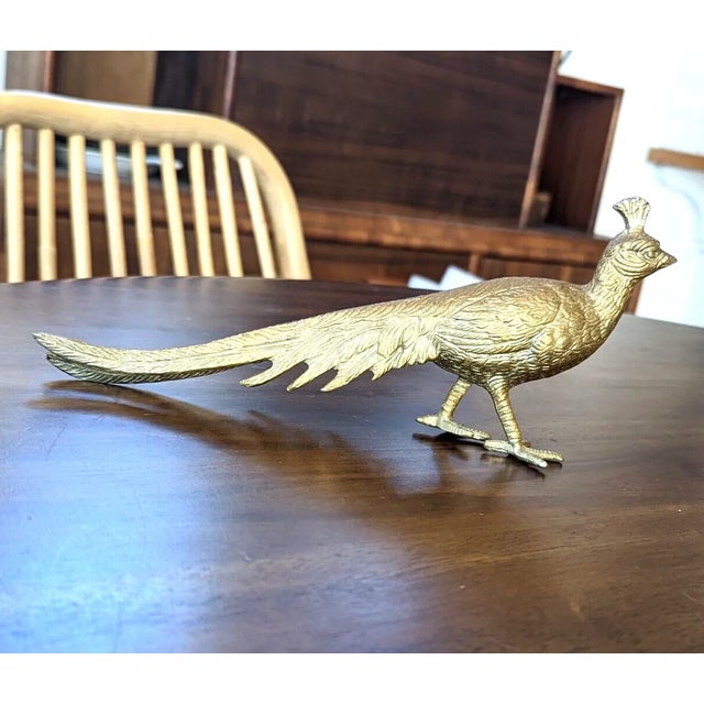 Mid Century Italian Cast Metal Peacock Menu Holder Statuette Figurine For Sale - Image 4 of 12