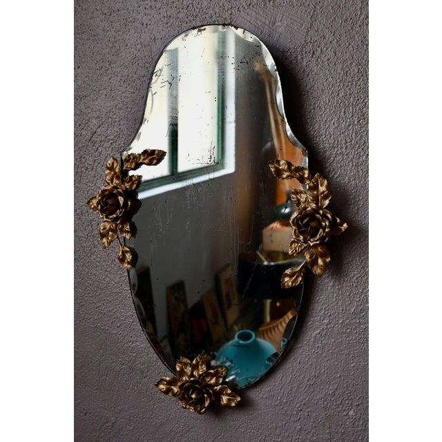 Metal Louis XV Style Wall Mirror in Gilded Brass, 1950s For Sale - Image 7 of 8