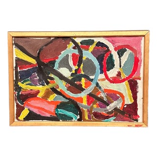 Abstract Composition, 1960, Oil Painting on Canvas, Framed For Sale