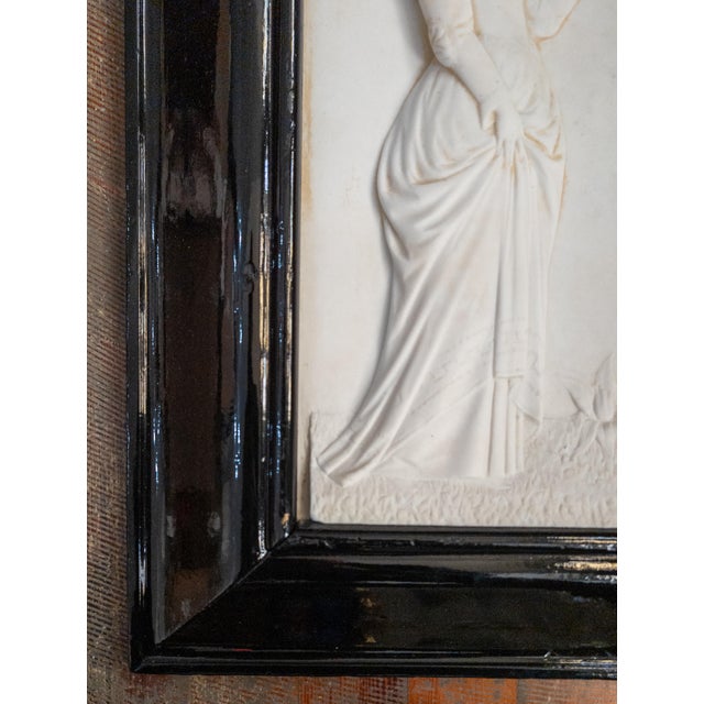 Late 19th Century 19th Century American Victorian Carved Bas Relief Marble Plaque of Lady With Dove For Sale - Image 5 of 10