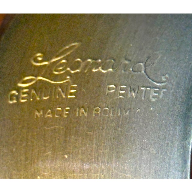 1940s Leonard Pewter Etched Floral Cuff Bracelet For Sale - Image 5 of 5