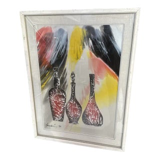 Sage Vernis / Gino Falzon, Still Life, 1970s, Acrylic & Paper, Framed For Sale