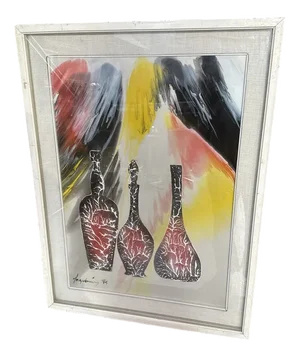 Sage Vernis / Gino Falzon, Still Life, 1970s, Acrylic & Paper, Framed