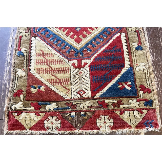 Textile Antique Oushak Yastik Anatolian Rug, the Stars 20" X 32" For Sale - Image 7 of 8