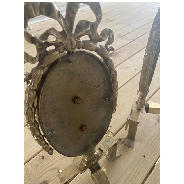 Vintage Victorian Brass Fire Dogs Lady Posing Design Fire Place Decor For Sale In Greenville, SC - Image 6 of 7