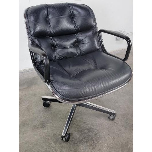 1970s Vintage Leather Executive Chair by Knoll Charles Pollock Chairish