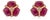 Modern 3 Ct Natural Ruby and Diamond Cluster Stud Earrings in 14k Yellow Gold- A Pair For Sale