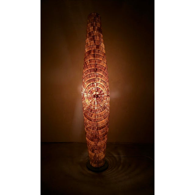 Cream Organic Coastal Sculptural Woven Floor Lamp For Sale - Image 8 of 14