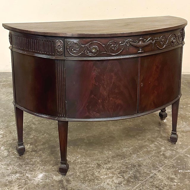 Neoclassical 19th Century English Neoclassical Demilune Buffet Ca. 1890 For Sale - Image 3 of 18