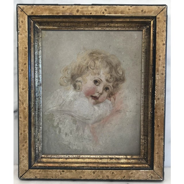 Beautiful Painting on paperboard of Child: fabulous Faux Painted Frame! DETAILS Country: USA Condition: Very Good Year:...
