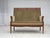 1950s, 2 seater Danish highback sofa. Green furniture velour, laqered teak wood, brass springs in the seat. Sofa was...
