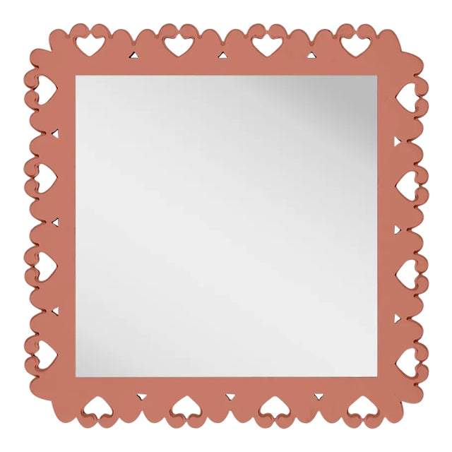 Fleur Home Garden District Satsuma Square Mirror in Red Earth, 48x48 For Sale