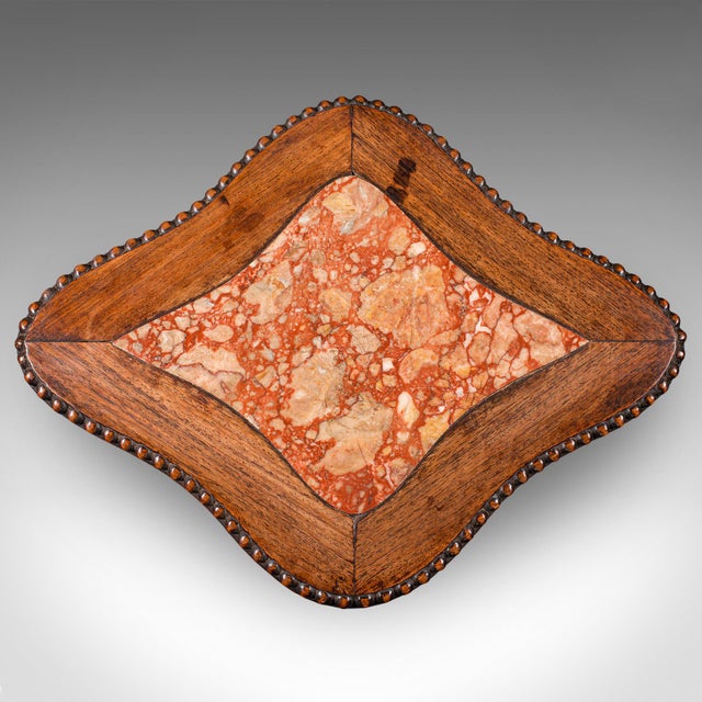 Wood Small Antique Jardiniere Stand, Oriental, Marble, Wine, Lamp Table, Victorian For Sale - Image 7 of 12