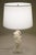 1930s Neoclassical Floral Column Carved Alabaster Marble Brass Table Lamp For Sale - Image 9 of 10