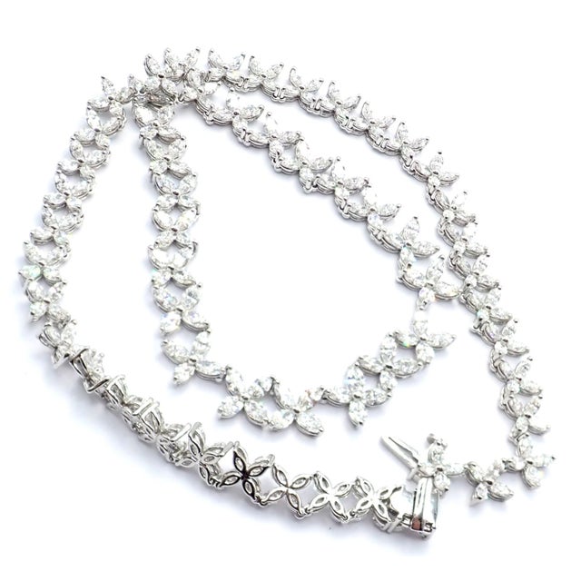 Tiffany & Co. Victoria Platinum Graduated Marque Shape Diamond Necklace For Sale In Philadelphia - Image 6 of 16