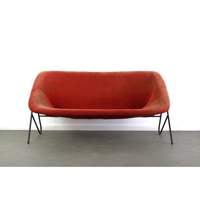 Vintage Italian Modern Sling Sofa with Iron Frame and Original Red Upholstery For Sale - Image 10 of 10
