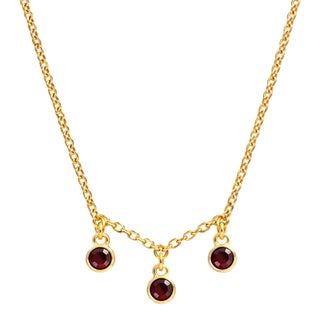 Garnet Trio Gemstone Necklace, 925 Sterling Silver Handmade Everyday Stacking Necklace for Women For Sale