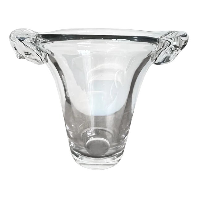 Large Clear Glass Vase from Daum, France, 1960s For Sale
