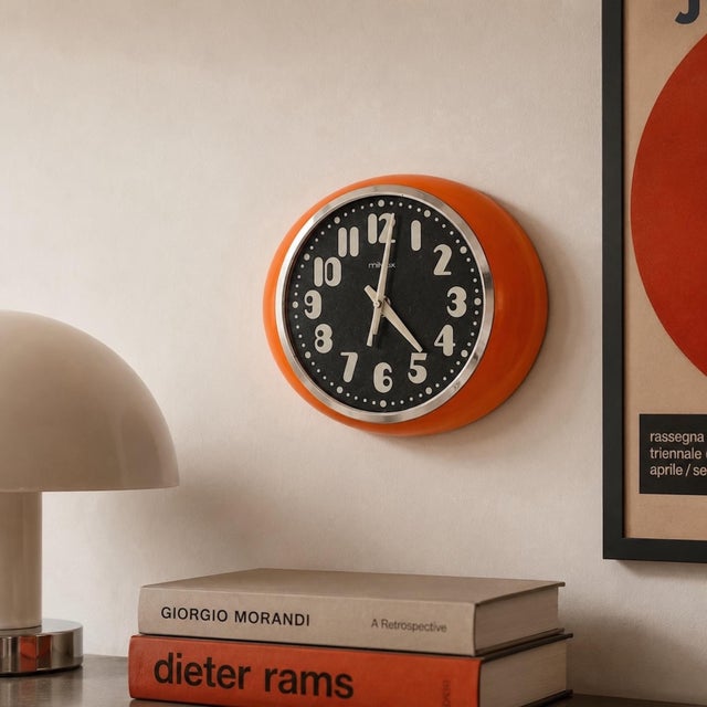 Space Age Orange Wall Clock by Milvox, 1970s For Sale - Image 6 of 13