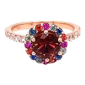 2.33 Carat Tourmaline Sapphire Rose Gold Cocktail Ring Size 7