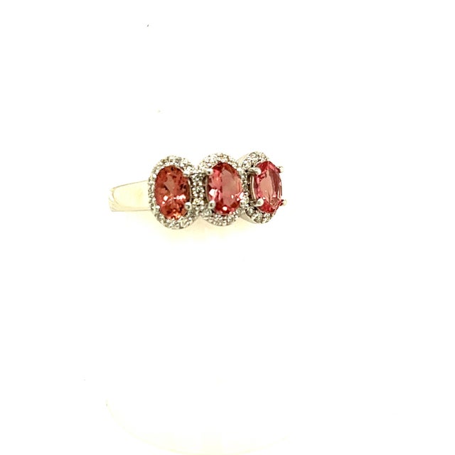 Natural Tourmaline Diamond Ring 14k W Gold 1.58 TCW Certified For Sale - Image 4 of 10