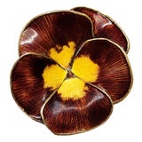 Vintage Finn Jensen Sterling Silver Enamel Pansy Brooch, Norway 1950 For Sale