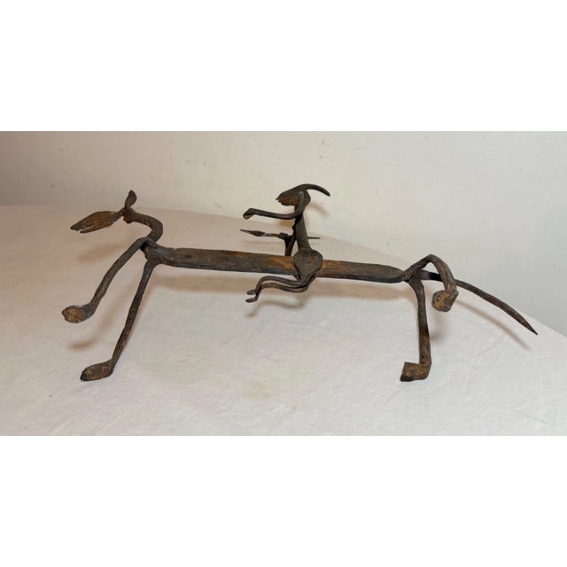 Antique Handmade Wrought Iron West African Bambara Mali Hunting Sculpture Statue For Sale - Image 10 of 13