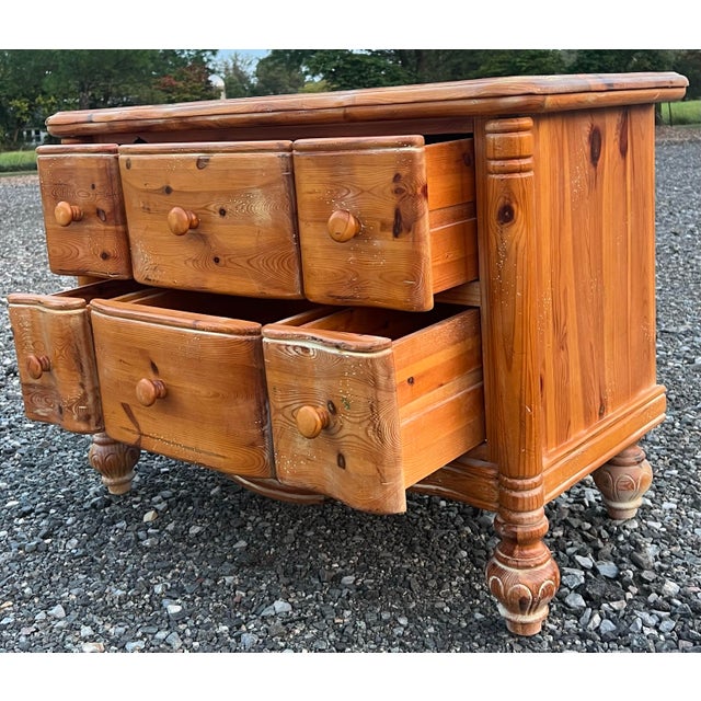 Rustic Pine Six Drawer Serpentine Petite Dresser / Commode For Sale - Image 4 of 8