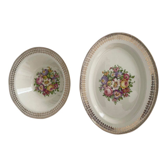 Mid 20th Century 22 Karat Gold Serving Bowl & Platter For Sale