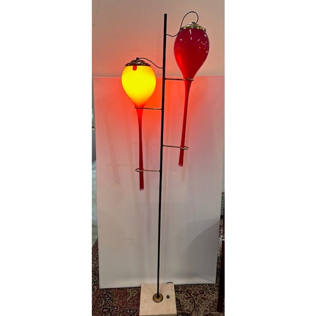 Floor Lamp with Red Lampshades from Stilnovo, 1950s For Sale - Image 4 of 17