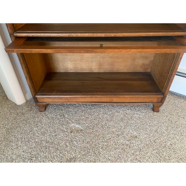 Antique Widman Quartersawn Tiger Oak 4-Stack Barrister Lawyers Bookcase For Sale - Image 13 of 18