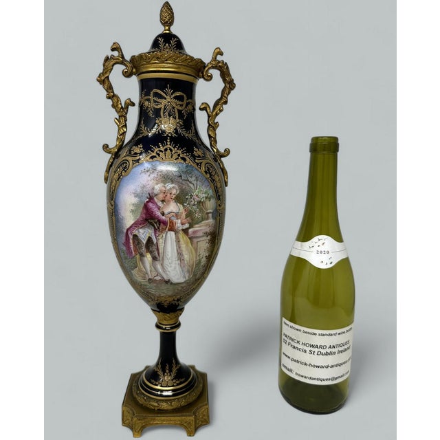 Antique French Sèvres Porcelain Ormolu Gilt Bronze Dore Urn Vase Centerpiece For Sale - Image 11 of 11